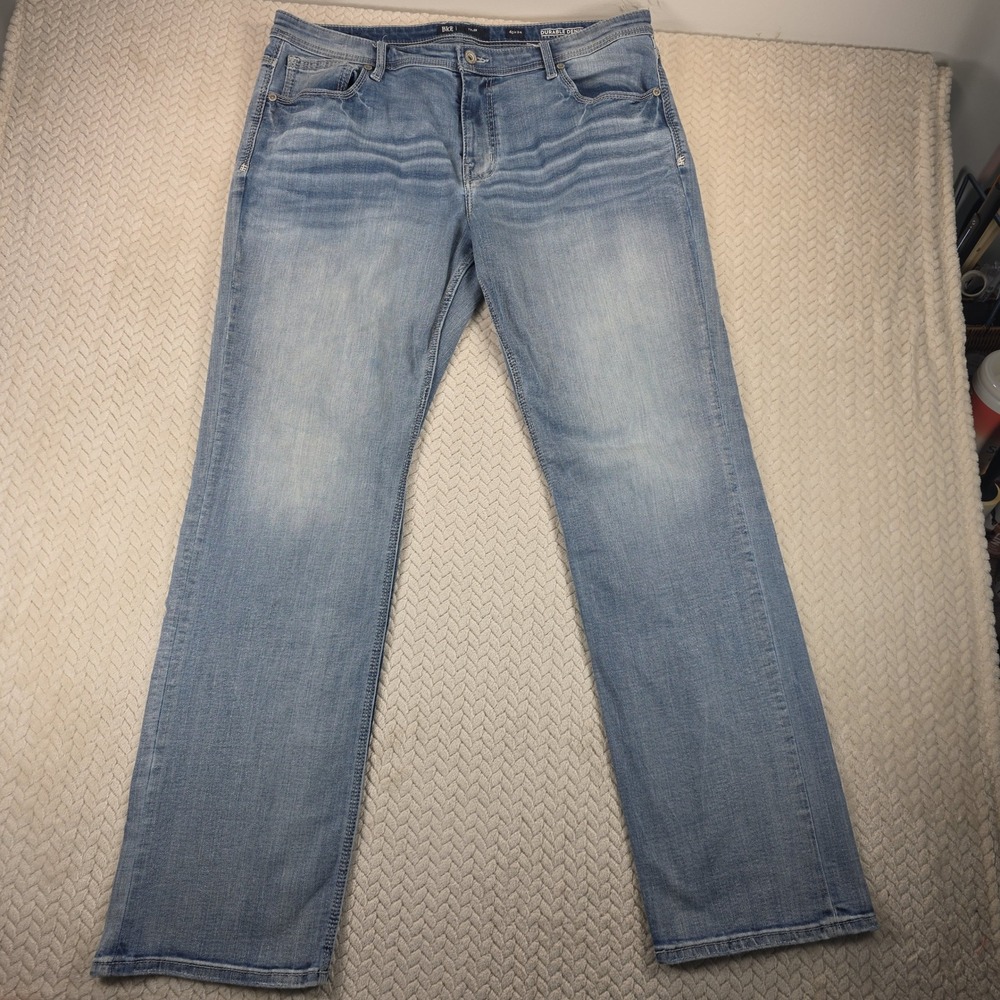 BKE Tyler Mens Light Wash Straight Leg Durable Denim Jeans 40x34